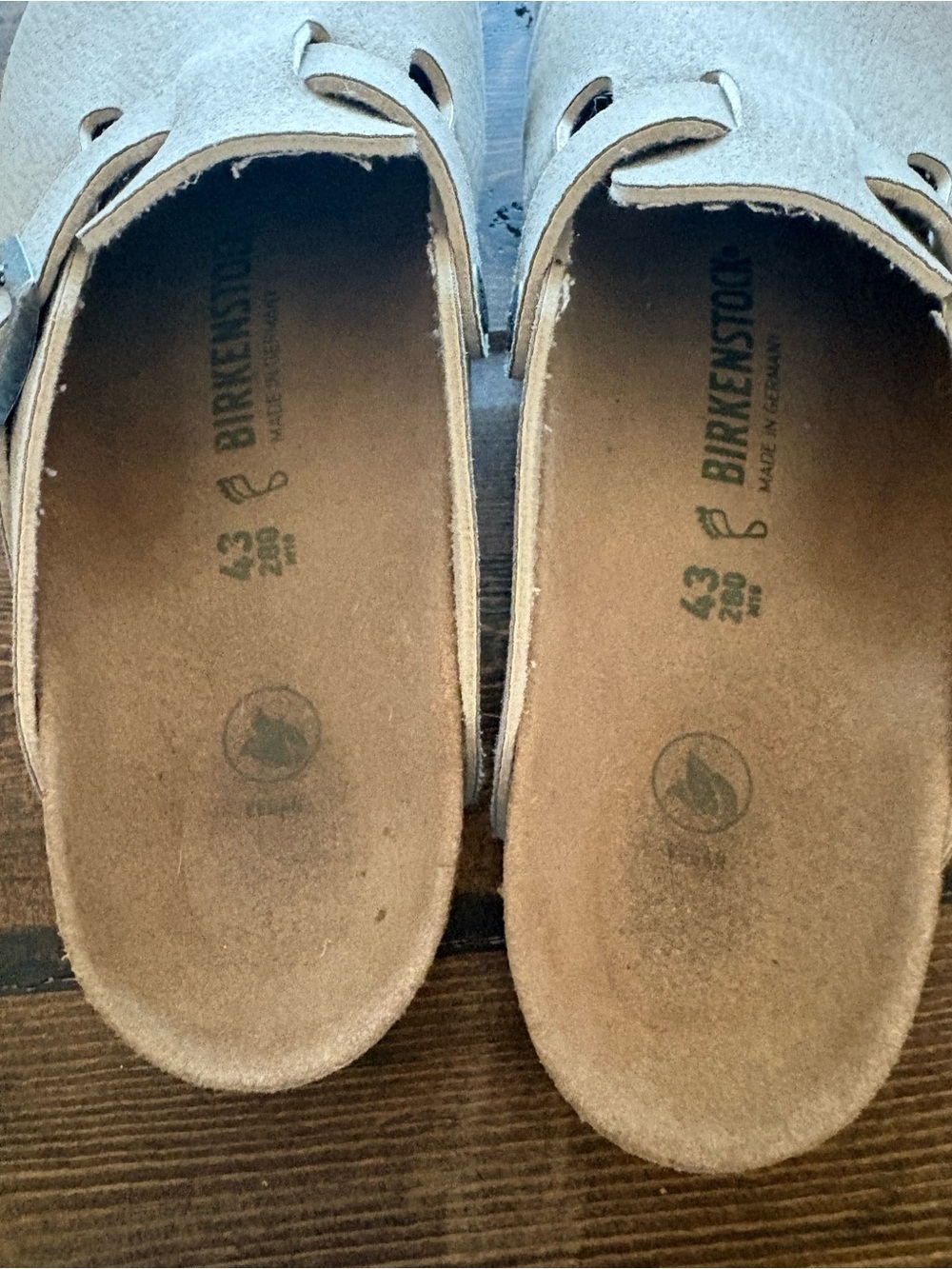 Birkenstock Unisex Taupe Suede Boston Clogs - Picture 2 of 6